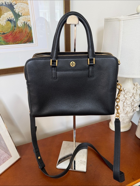 Tory Burch Handbags - Tory Burch Black Pebbled Leather Satchel with Gold Hardware